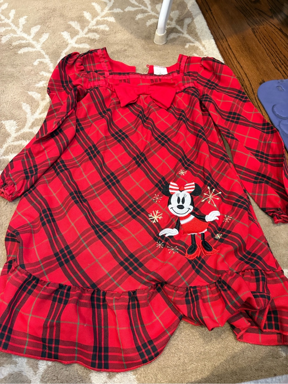Red Plaid Girls Minnie Mouse Holiday Pajama Nightgown Size 5/6